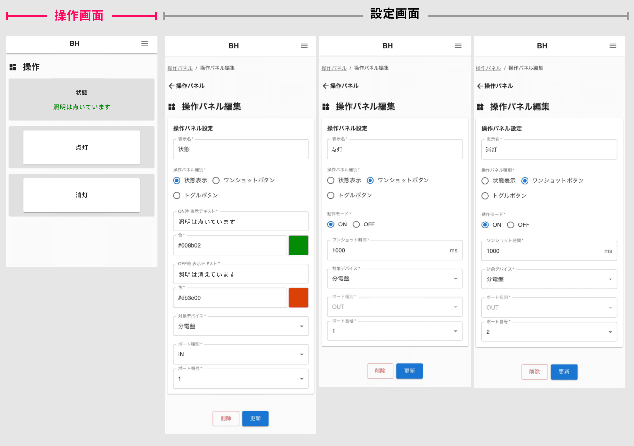 SMARTIOの操作画面設定例